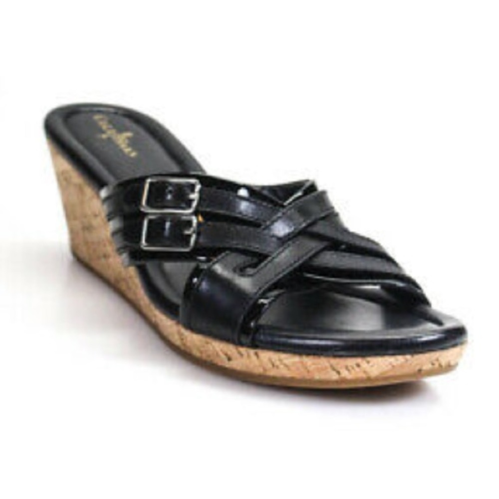 Cole Haan Cork Platform Wedge Leather Mule Sandals